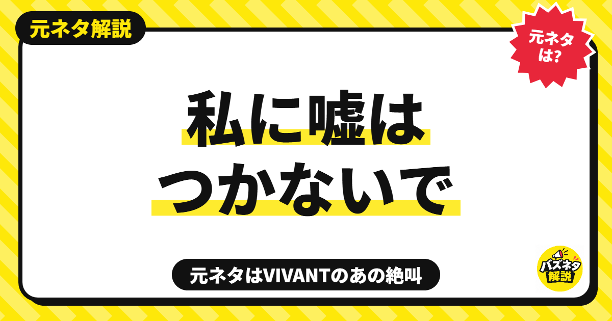 私に嘘はつかないで 元ネタはVIVANTのあの絶叫